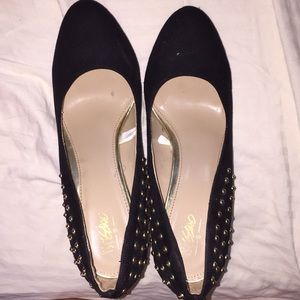 target black heels with gold studs
